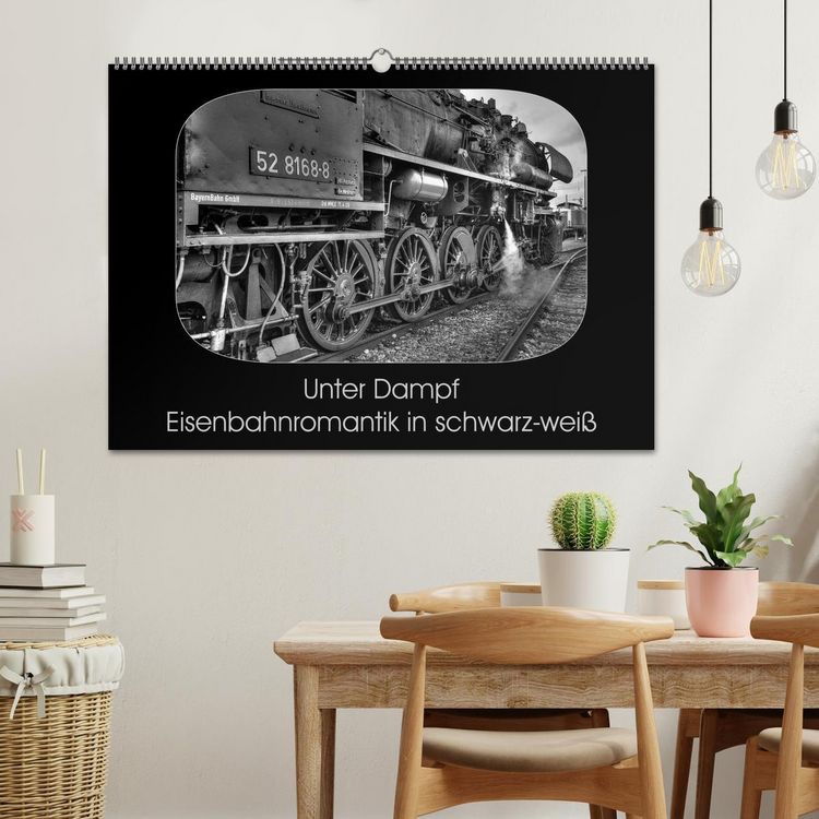 Produktbild: Unter Dampf - Eisenbahnromantik in schwarz-wei&szlig; (Wandkalender 2026 DIN A2 quer), CALVENDO Monatskalender
