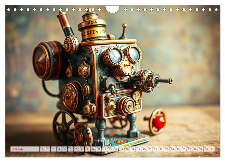 Produktbild: Mechanische Wunderwelten - Ein Jahr mit Steampunk Toys (Wandkalender 2026 DIN A4 quer), CALVENDO Monatskalender