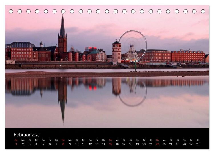 Produktbild: D&uuml;sseldorf Abendstimmungen und Nachtansichten (Tischkalender 2026 DIN A5 quer), CALVENDO Monatskalender