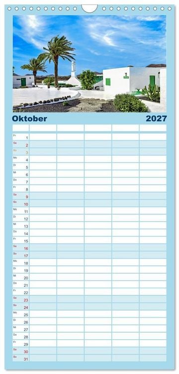 Produktbild: Familienplaner 2027 - Lanzarote - Wo die Vulkane die Landschaft formten mit 5 Spalten (Wandkalender, 21 x 45 cm) CALVENDO