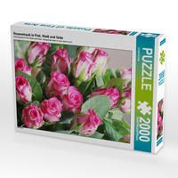 Produktbild: CALVENDO Puzzle Rosenstrau&szlig; in Pink, Wei&szlig; und Gr&uuml;n | 2000 Teile Lege-Gr&ouml;&szlig;e 90x67cm Foto-Puzzle f&uuml;r gl&uuml;ckliche Stunden