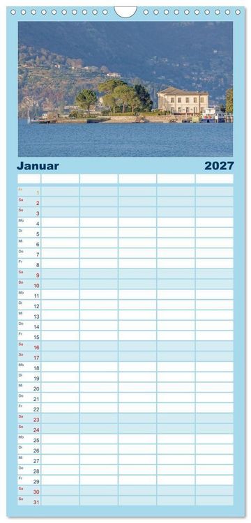 Produktbild: Familienplaner 2027 - Como und der Comer See mit 5 Spalten (Wandkalender, 21 x 45 cm) CALVENDO