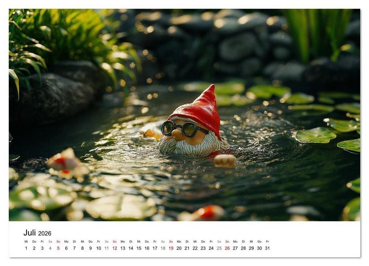 Produktbild: Sportliche Gartenzwerge (Wandkalender 2026 DIN A4 quer), CALVENDO Monatskalender