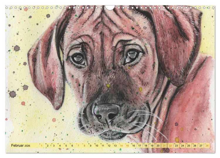 Produktbild: Hundeportr&auml;ts in Aquarell (Wandkalender 2026 DIN A3 quer), CALVENDO Monatskalender