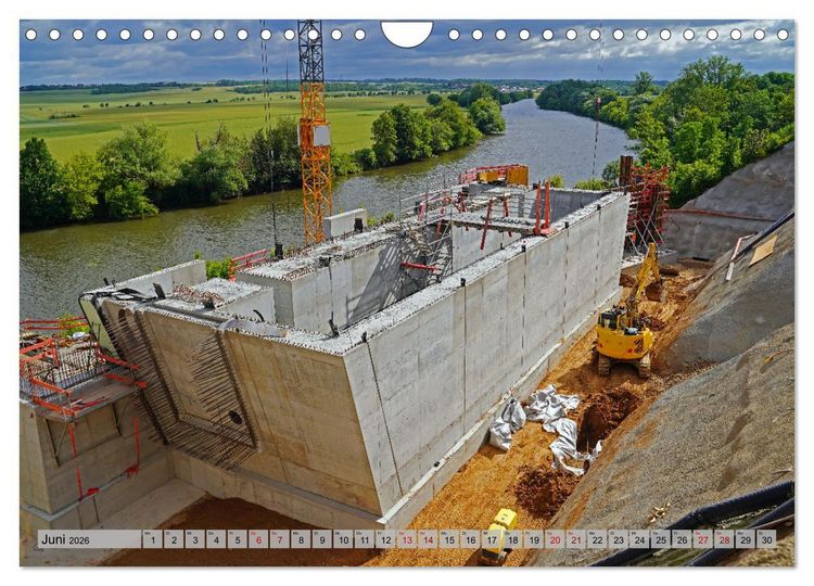 Produktbild: Die Saalequerung Salzm&uuml;nde &ndash; Br&uuml;ckenbau der A143 (Wandkalender 2026 DIN A4 quer), CALVENDO Monatskalender