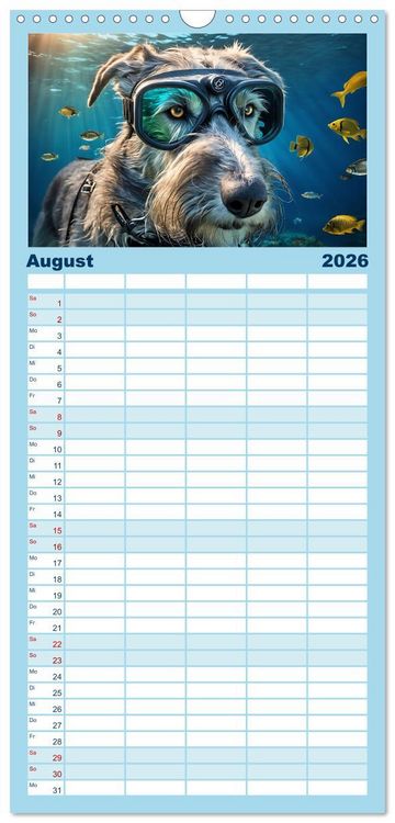 Produktbild: Familienplaner 2026 - Hunde abgetaucht mit 5 Spalten (Wandkalender, 21 x 45 cm) CALVENDO