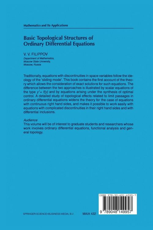 Produktbild: Basic Topological Structures of Ordinary Differential Equations