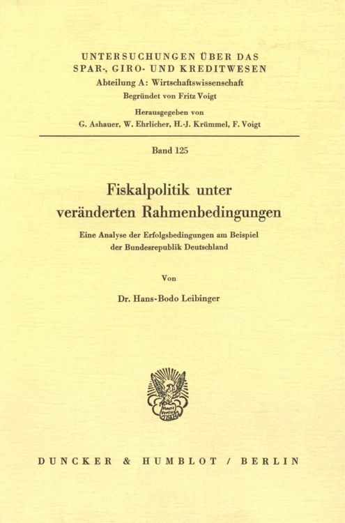 Produktbild: Fiskalpolitik unter ver&auml;nderten Rahmenbedingungen.