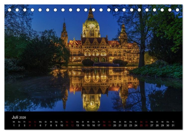 Produktbild: Hannover bei Nacht 2026 (Tischkalender 2026 DIN A5 quer), CALVENDO Monatskalender