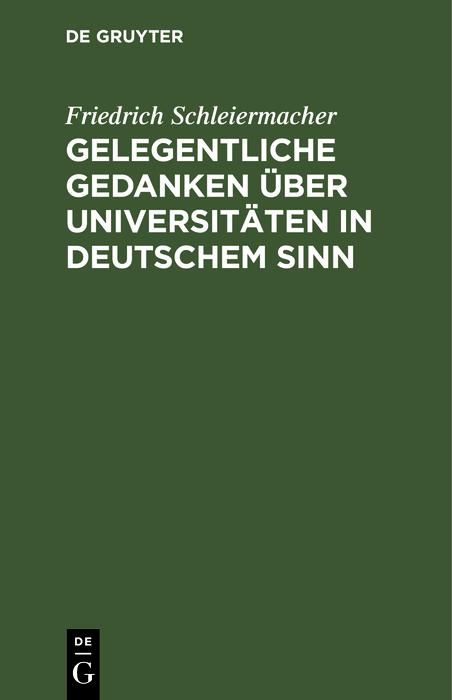 Produktbild: Gelegentliche Gedanken &uuml;ber Universit&auml;ten in deutschem Sinn