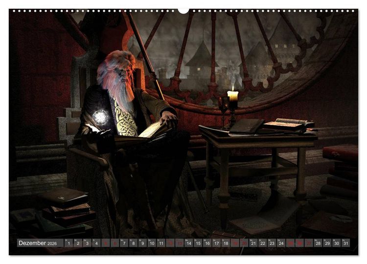 Produktbild: Helden, Drachen und Magie (Wandkalender 2026 DIN A2 quer), CALVENDO Monatskalender