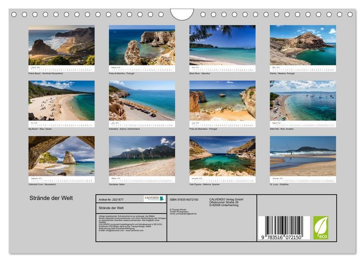 Produktbild: Str&auml;nde der Welt (Wandkalender 2026 DIN A4 quer), CALVENDO Monatskalender