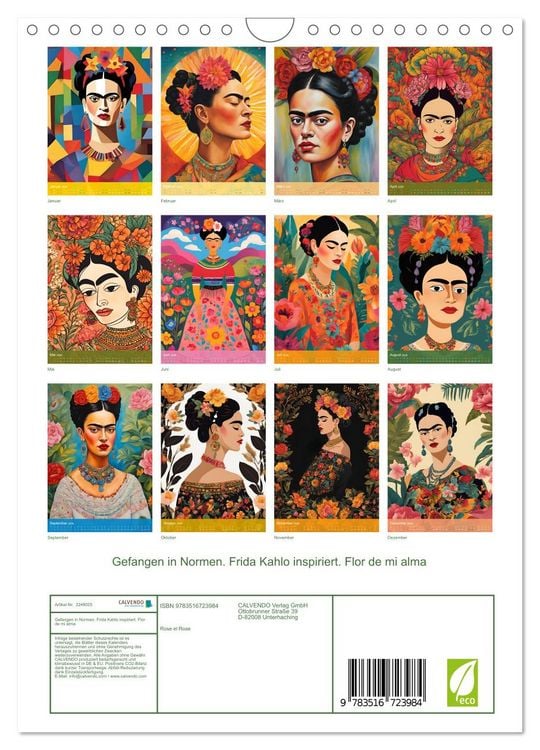 Produktbild: Gefangen in Normen. Frida Kahlo inspiriert. Flor de mi alma (Wandkalender 2026 DIN A4 hoch), CALVENDO Monatskalender