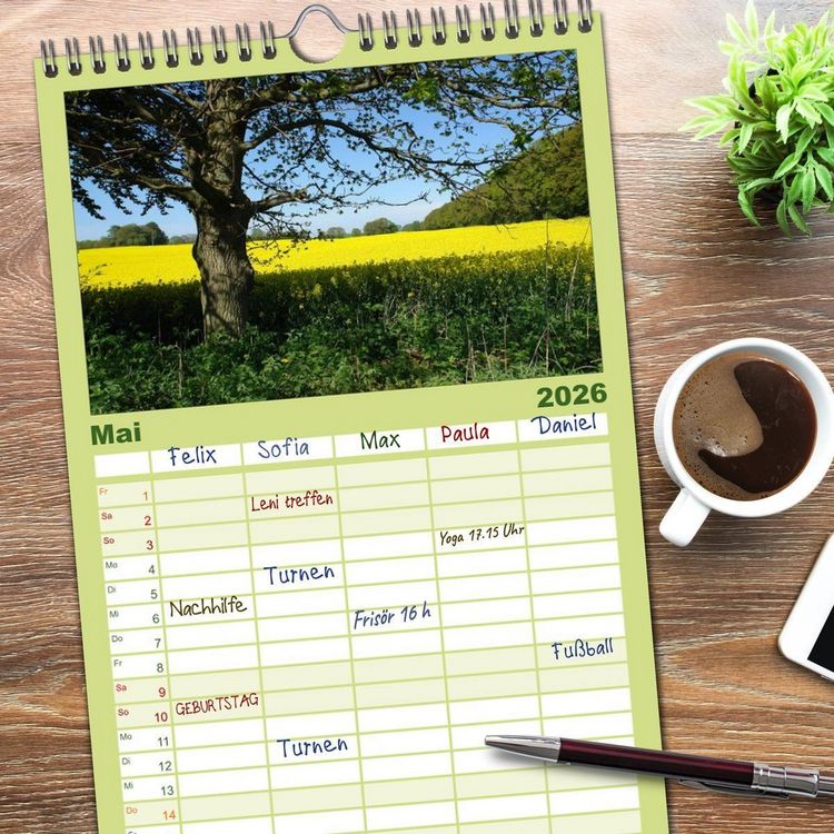 Produktbild: Familienplaner 2026 - Baum-Variationen mit 5 Spalten (Wandkalender, 21 x 45 cm) CALVENDO