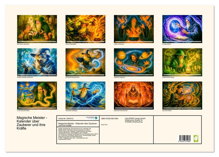 Produktbild: Magische Meister - Kalender &uuml;ber Zauberer und ihre Kr&auml;fte (Wandkalender 2026 DIN A2 quer), CALVENDO Monatskalender