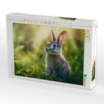 Produktbild: CALVENDO Puzzle Hasenfr&uuml;hst&uuml;ck bei Sonnenaufgang | 1000 Teile Lege-Gr&ouml;&szlig;e 64x48cm Foto-Puzzle f&uuml;r gl&uuml;ckliche Stunden