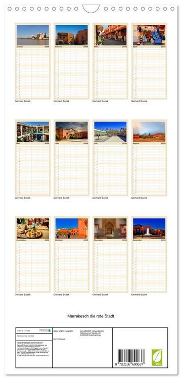 Produktbild: Familienplaner 2026 - Marrakesch die rote Stadt mit 5 Spalten (Wandkalender, 21 x 45 cm) CALVENDO