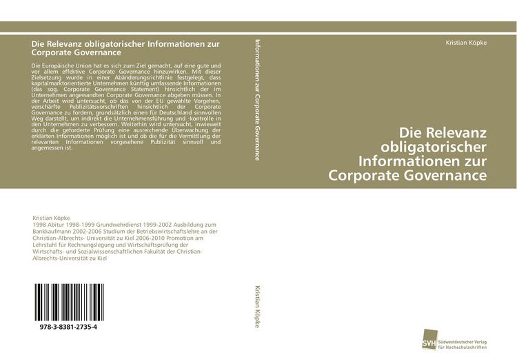 Produktbild: Die Relevanz obligatorischer Informationen zur Corporate Governance