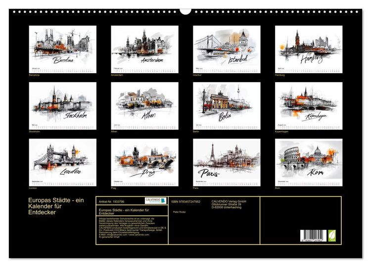 Produktbild: Europas St&auml;dte - ein Kalender f&uuml;r Entdecker (Wandkalender 2026 DIN A2 quer), CALVENDO Monatskalender