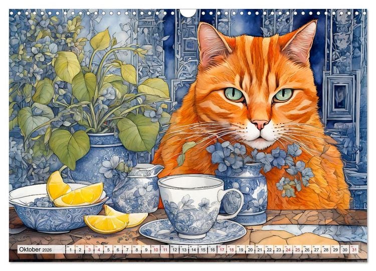 Produktbild: Katzenzauber - Katzenkalender mit stimmungsvollen Bildern (Wandkalender 2026 DIN A3 quer), CALVENDO Monatskalender