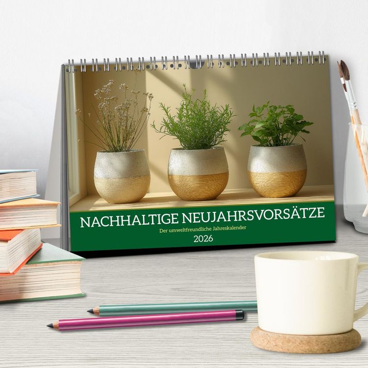 Produktbild: Nachhaltige Neujahrsvors&auml;tze - Der umweltfreundliche Jahreskalender (Tischkalender 2026 DIN A5 quer), CALVENDO Monatskalender