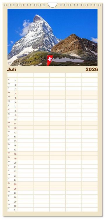 Produktbild: Familienplaner 2026 - Die H&ouml;chsten der Alpen mit 5 Spalten (Wandkalender, 21 x 45 cm) CALVENDO