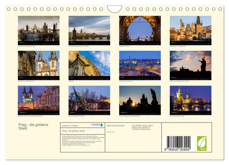 Produktbild: Prag - die goldene Stadt (Wandkalender 2026 DIN A4 quer), CALVENDO Monatskalender