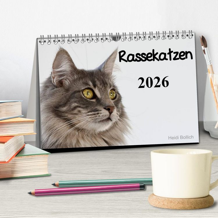 Produktbild: Rassekatzen 2026 (Tischkalender 2026 DIN A5 quer), CALVENDO Monatskalender