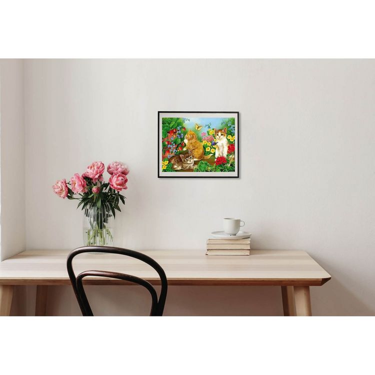 Produktbild: PRACHT Diamond Painting K&auml;tzchen in Blumenwiese 40x30cm