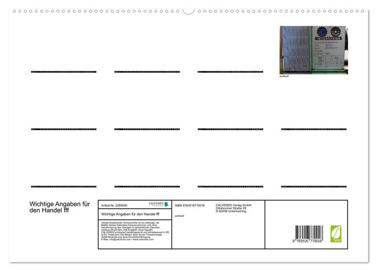 Produktbild: Wichtige Angaben f&uuml;r den Handel fff (hochwertiger Premium Wandkalender 2027 DIN A2 quer), Kunstdruck in Hochglanz
