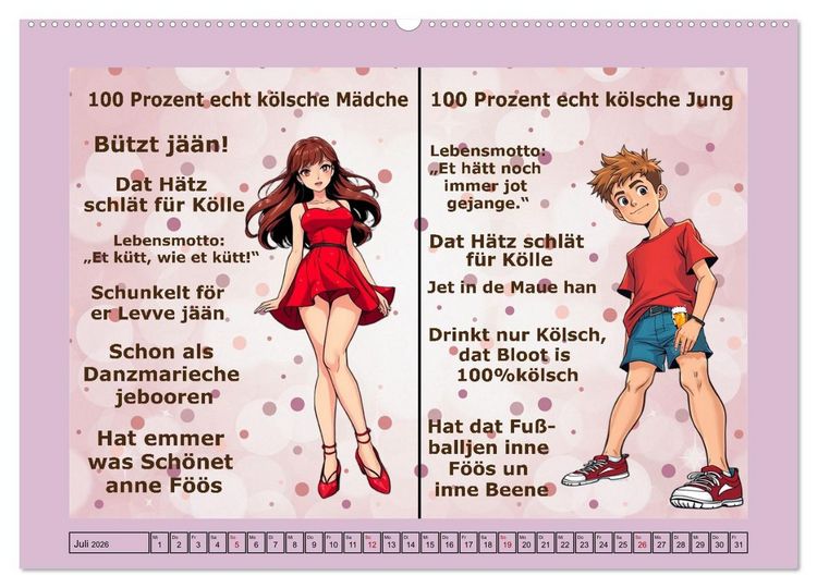 Produktbild: K&ouml;lscher Frohsinn auf K&ouml;lsch (Wandkalender 2026 DIN A2 quer), CALVENDO Monatskalender