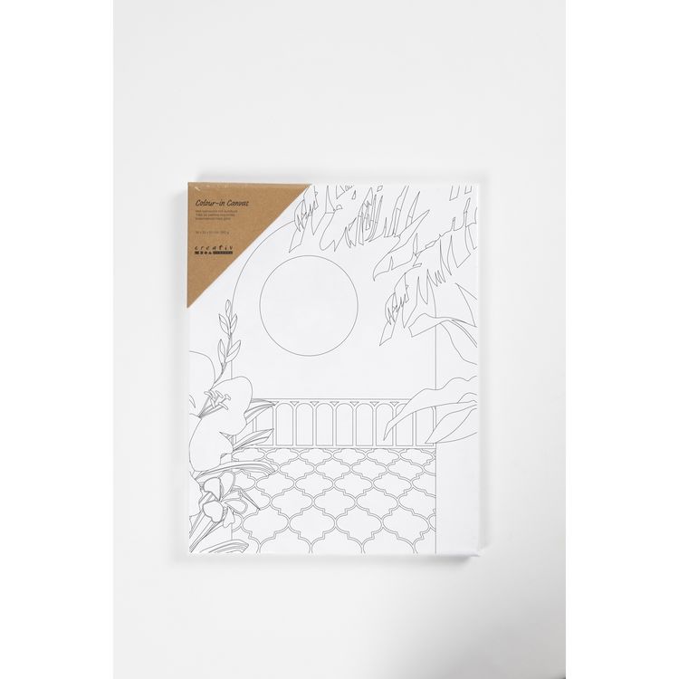 Produktbild: Creativ Company Mal-Leinwand mit Aufdruck, Sonniger Balkon, T 1,6 cm, Gr&ouml;&szlig;e 24x30 cm, 360 g, 1 Stk