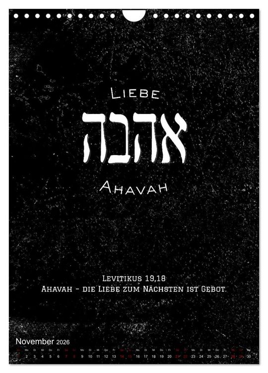 Produktbild: Hebr&auml;ische Lettern - Worte voller Licht und Weisheit (Wandkalender 2026 DIN A4 hoch), CALVENDO Monatskalender