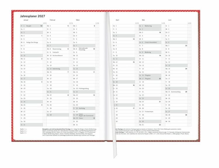 Produktbild: Terminer A5, Struktur rot 2027