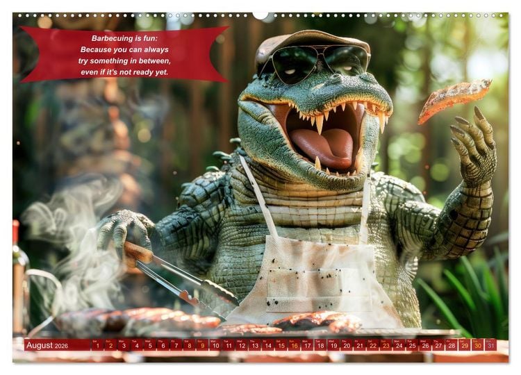 Produktbild: Funny charming animals as barbecue chef (High Quality Premium Wall Calendar 2026 DIN A2 landscape),CALVENDO 12 Month Wall Calendar
