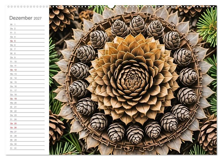 Produktbild: Natural Mandalas - Kraftvolle KI Mandalas aus Naturmaterialien (Wandkalender 2027 DIN A2 quer), CALVENDO Monatskalender