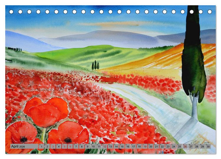 Produktbild: Toskana Aquarelle (Tischkalender 2026 DIN A5 quer), CALVENDO Monatskalender