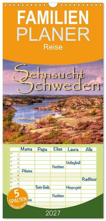 Produktbild: Familienplaner 2027 - Sehnsucht Schweden - Sverige mit 5 Spalten (Wandkalender, 21 x 45 cm) CALVENDO