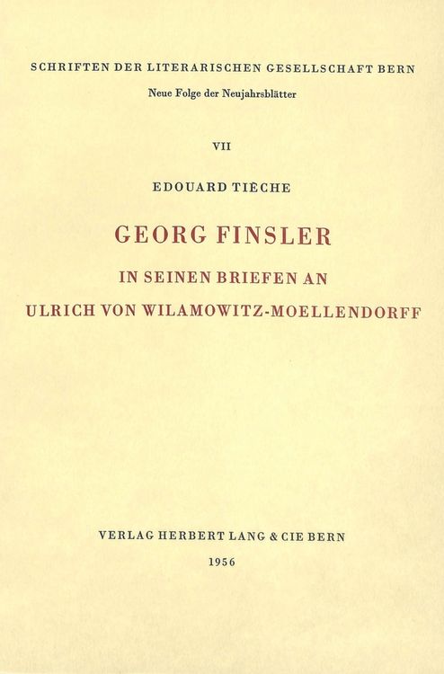 Produktbild: Georg Finsler in seinen Briefen an Ulrich von Wilamowitz-Moellendorff