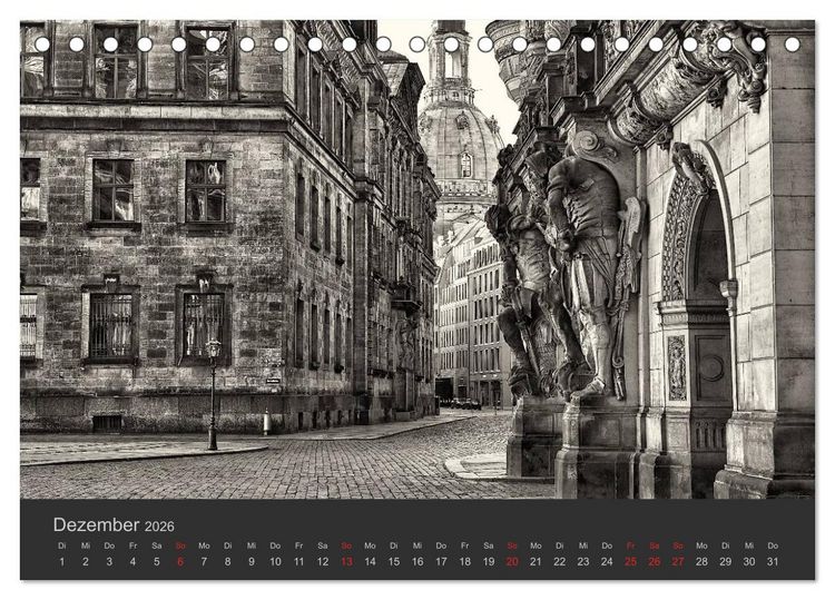Produktbild: Dresden Schwarz Weiss 2026 (Tischkalender 2026 DIN A5 quer), CALVENDO Monatskalender