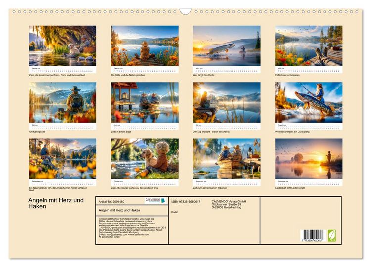 Produktbild: Angeln mit Herz und Haken (Wandkalender 2026 DIN A2 quer), CALVENDO Monatskalender