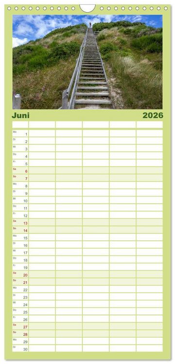 Produktbild: Familienplaner 2026 - D&auml;nemarks Nordseek&uuml;ste - von Esbjerg bis Sondervig mit 5 Spalten (Wandkalender, 21 x 45 cm) CALVENDO
