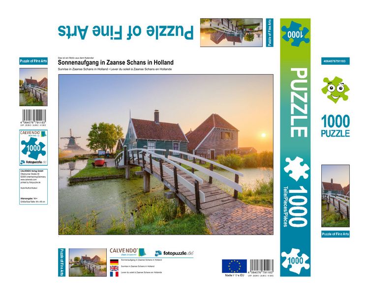 Produktbild: CALVENDO Puzzle Sonnenaufgang in Zaanse Schans in Holland | 1000 Teile Lege-Gr&ouml;&szlig;e 64x48cm Foto-Puzzle f&uuml;r gl&uuml;ckliche Stunden