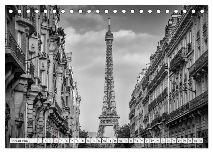 Produktbild: PARIS Monochrome Impressionen (Tischkalender 2026 DIN A5 quer), CALVENDO Monatskalender