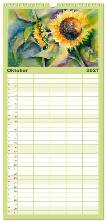 Produktbild: Familienplaner 2027 - Garten Aquarelle mit 5 Spalten (Wandkalender, 21 x 45 cm) CALVENDO