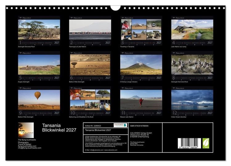 Produktbild: Tansania Blickwinkel 2027 (Wandkalender 2027 DIN A3 quer), CALVENDO Monatskalender