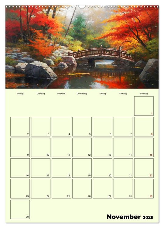 Produktbild: Im japanischen Garten. Zauberhafte Illustrationen (hochwertiger Premium Wandkalender 2026 DIN A2 hoch), Kunstdruck in Hochglanz