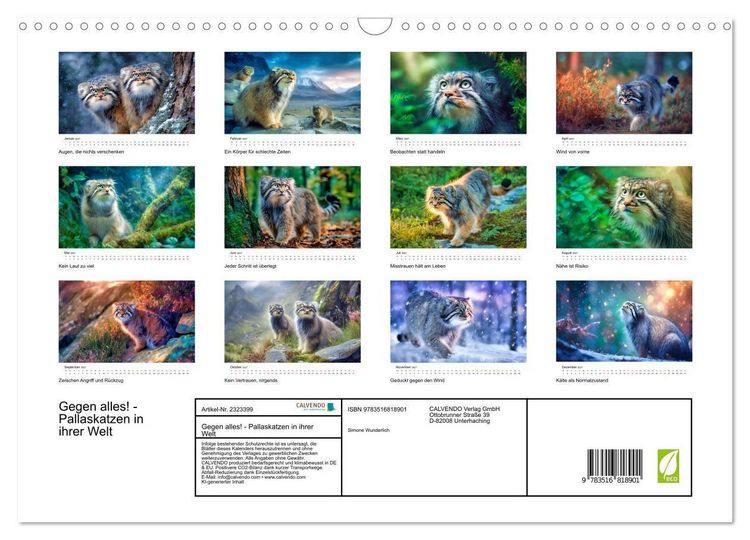 Produktbild: Gegen alles! - Pallaskatzen in ihrer Welt (Wandkalender 2027 DIN A3 quer), CALVENDO Monatskalender