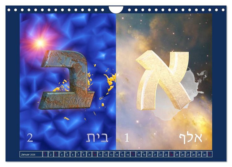 Produktbild: Alefbet Hebr&auml;ische Lettern (Wandkalender 2026 DIN A4 quer), CALVENDO Monatskalender