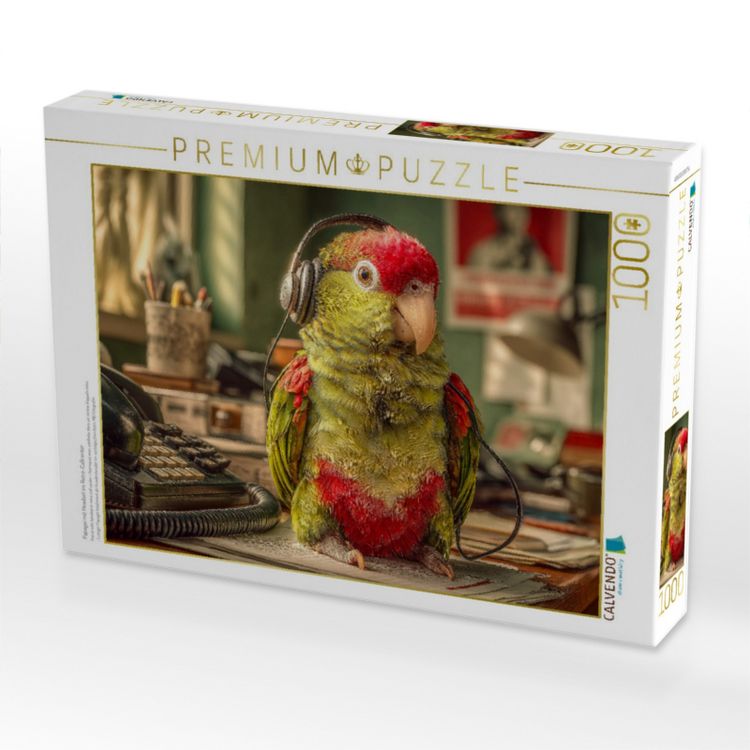 Produktbild: CALVENDO Puzzle Papagei mit Headset im Retro-Callcenter | 1000 Teile Lege-Gr&ouml;&szlig;e 64x48cm Foto-Puzzle f&uuml;r gl&uuml;ckliche Stunden